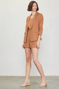 SKIES ARE BLUE Shorts*Recycled Tailored Shorts Hazelnut