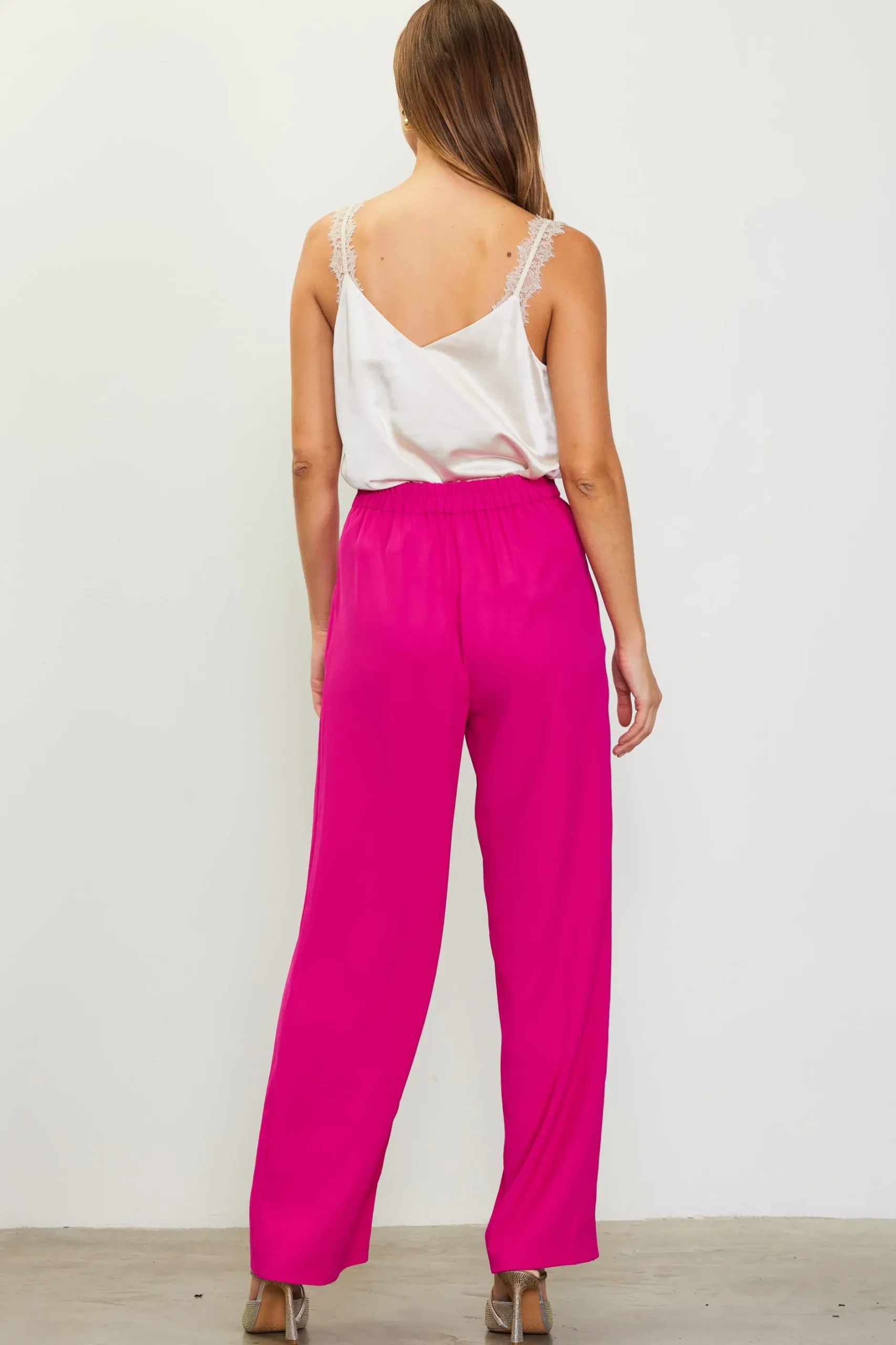 SKIES ARE BLUE Pants*Recycled Tapered Pants Berrypink