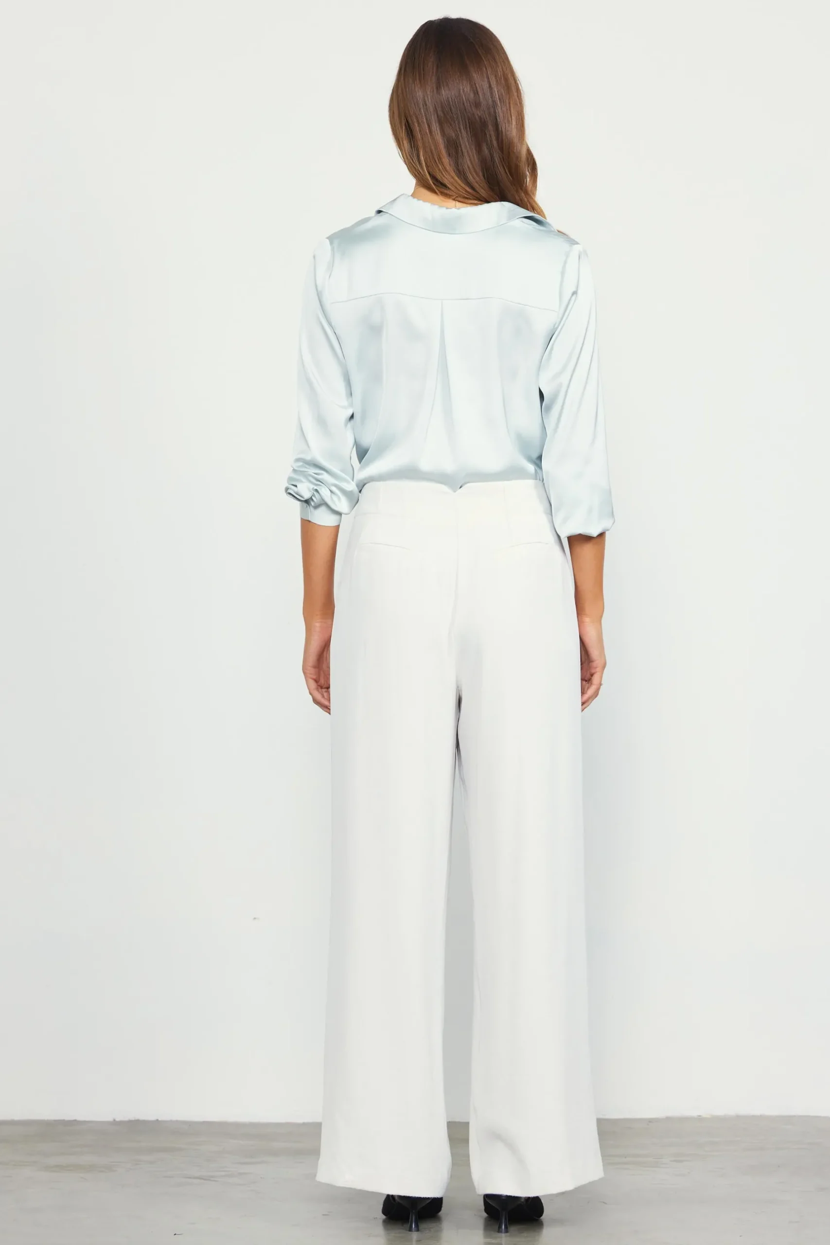 SKIES ARE BLUE Pants*Recycled Wide Leg Pants Oyster