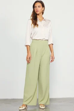SKIES ARE BLUE Pants*Recycled Wide Leg Pants Sage