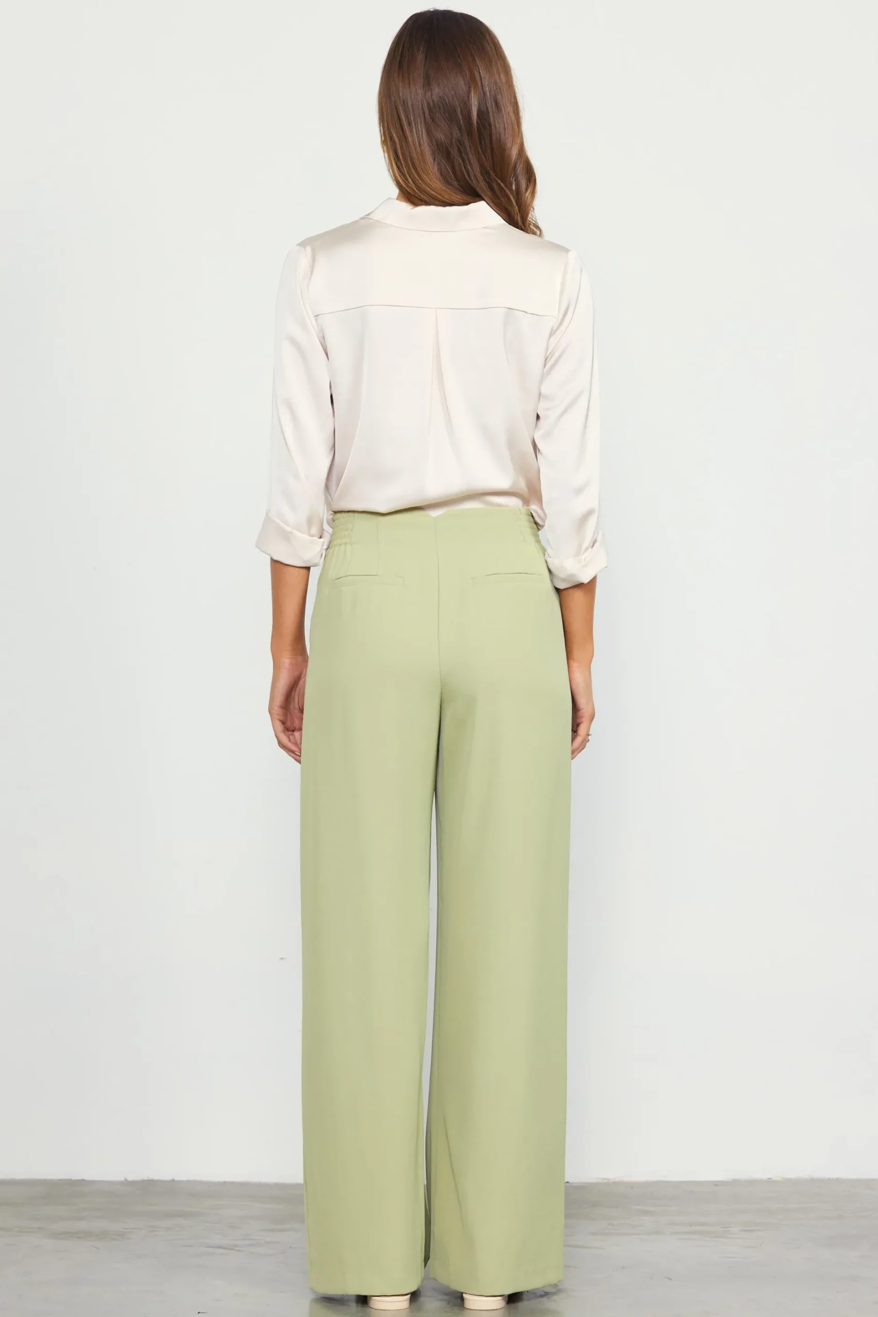 SKIES ARE BLUE Pants*Recycled Wide Leg Pants Sage