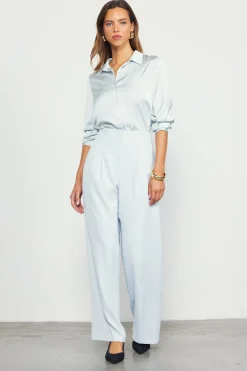 SKIES ARE BLUE Pants*Recycled Wide Leg Pants Dovegrey