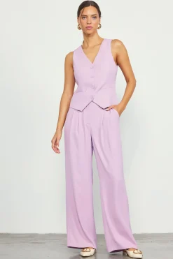 SKIES ARE BLUE Pants*Recycled Wide Leg Pants Dustylilac