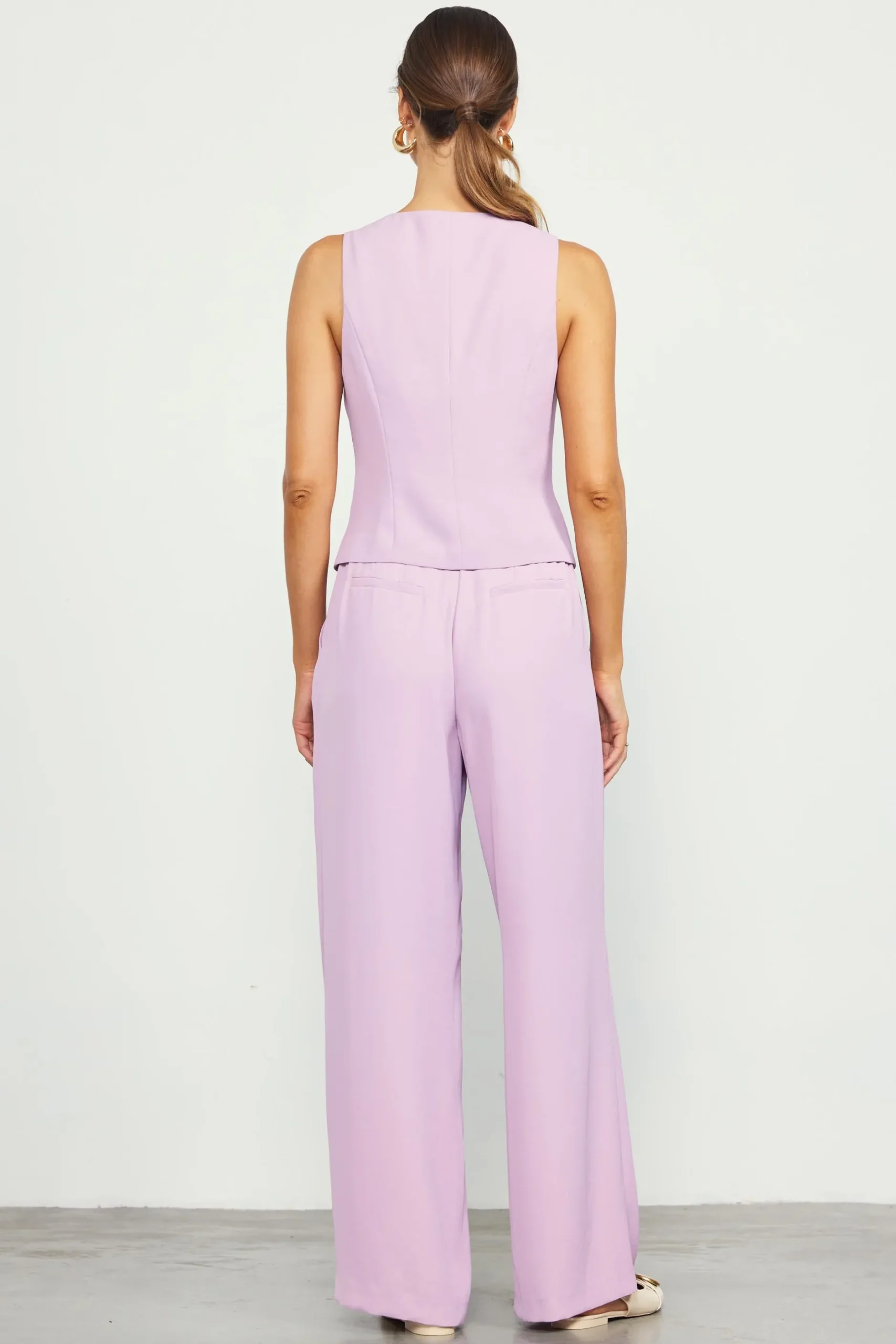 SKIES ARE BLUE Pants*Recycled Wide Leg Pants Dustylilac