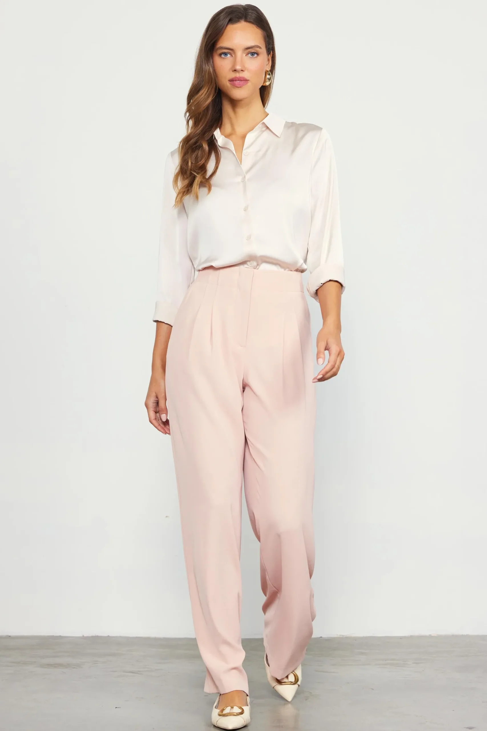 SKIES ARE BLUE Pants*Recycled Wide Leg Pants Rosecloud