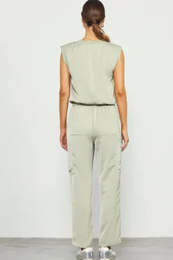 SKIES ARE BLUE Pants*Relaxed Utility Pintucked Pants Sage