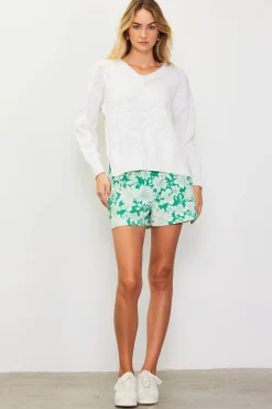 SKIES ARE BLUE Long Sleeve Tops|Sweaters*Relaxed V Neck Sweater White