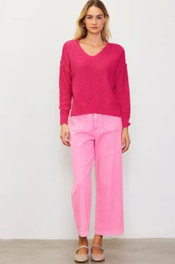 SKIES ARE BLUE Long Sleeve Tops|Sweaters*Relaxed V Neck Sweater Peonypink