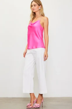 SKIES ARE BLUE Sleeveless Tops*Rhinestone Straps Cowl Halter Cami Pinkbubblegum