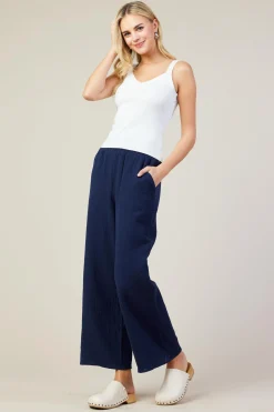 SKIES ARE BLUE Sleeveless Tops*Ribbed Knit Cami Top White