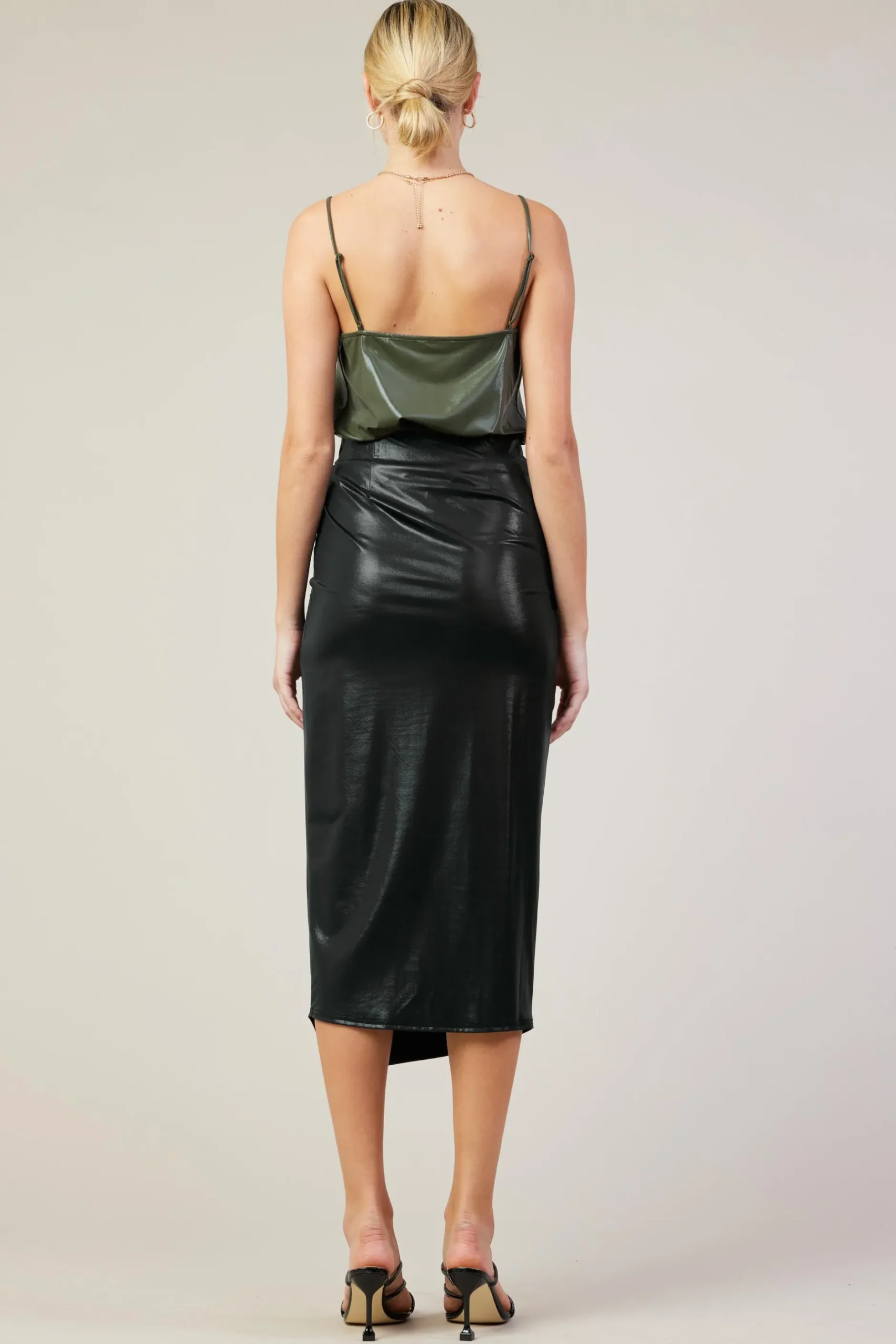 SKIES ARE BLUE Skirts*Ring Tie Wrap Midi Skirt Black