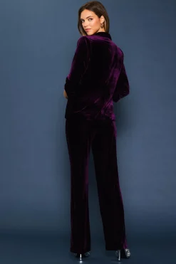 SKIES ARE BLUE Blazers*Ruched Velvet Blazer Plumpurple
