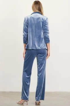 SKIES ARE BLUE Blazers*Ruched Velvet Blazer Dustyblue