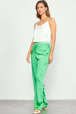 SKIES ARE BLUE Pants*Satin Straight Leg Pant Spearmint