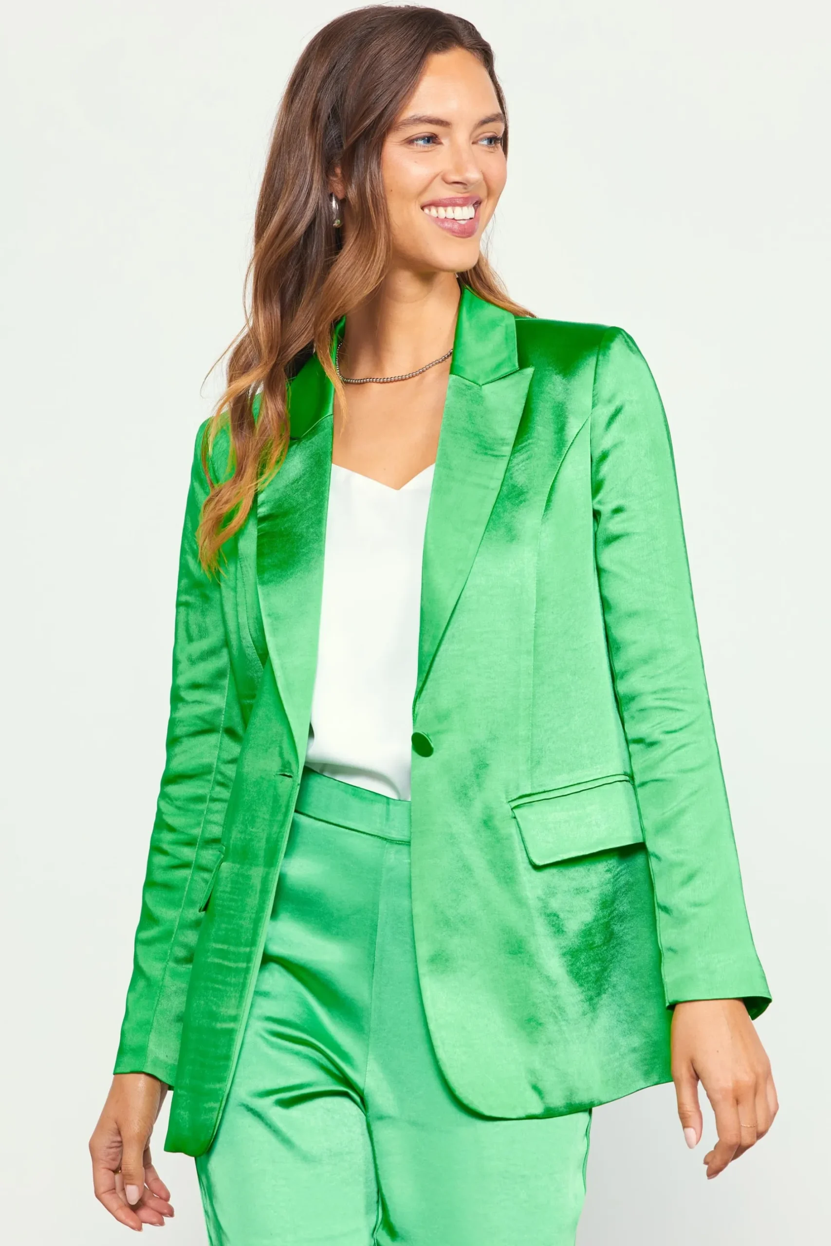 SKIES ARE BLUE Blazers*Satin Tailored Blazer Spearmint
