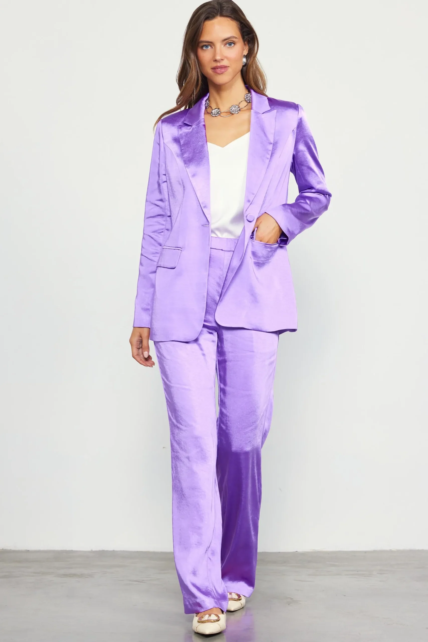 SKIES ARE BLUE Blazers*Satin Tailored Blazer Mindfulmauve
