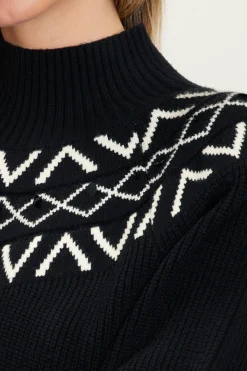 SKIES ARE BLUE Sweaters*Sequin Detail Fair Isle Sweater Black-cream