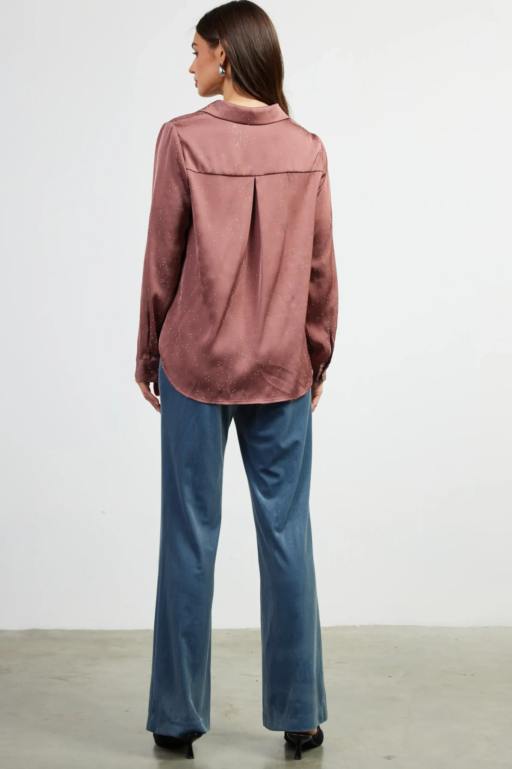 SKIES ARE BLUE Blouses|Long Sleeve Tops*Shimmery Button Down Blouse Mauve