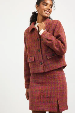 SKIES ARE BLUE Outerwear|Blazers*Sienna Tweed Jacket Plum-camel