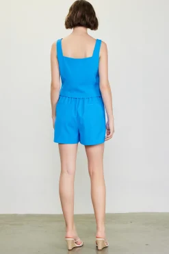 SKIES ARE BLUE Sleeveless Tops*Square Neck Button Vest Malibublue