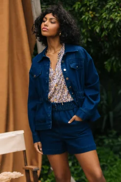 SKIES ARE BLUE Outerwear*Stretch Denim Trucker Jacket Indigo