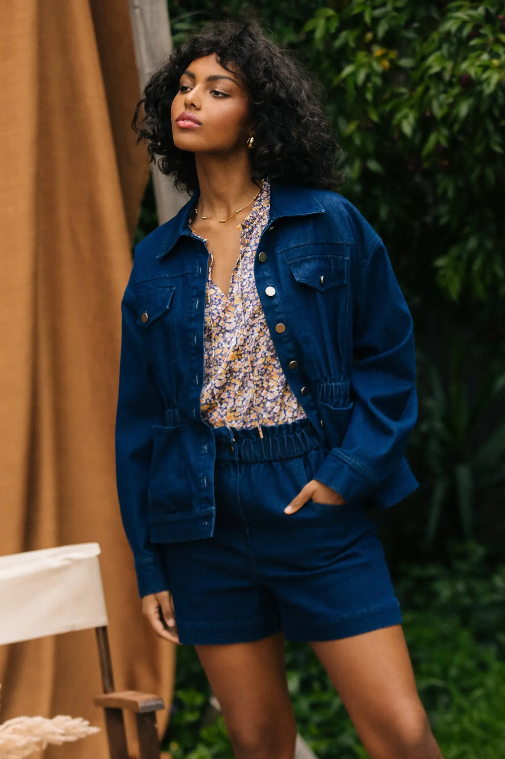 SKIES ARE BLUE Outerwear*Stretch Denim Trucker Jacket Indigo