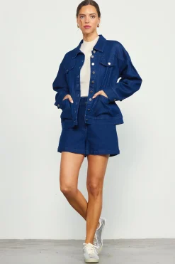SKIES ARE BLUE Outerwear*Stretch Denim Trucker Jacket Indigo