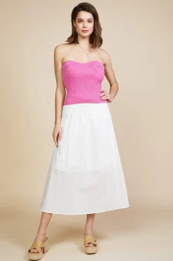 SKIES ARE BLUE Sleeveless Tops*Sweetheart Neckline Knit Top Lightpink