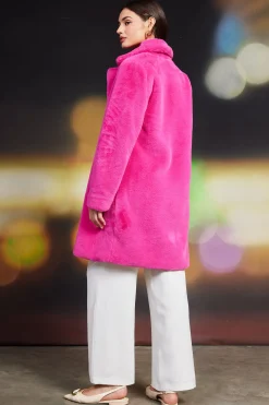 SKIES ARE BLUE Outerwear*Teddy Faux Fur Coat Berrypink