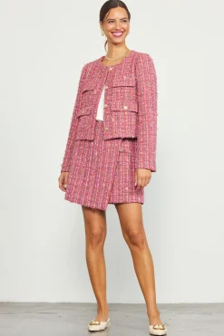 SKIES ARE BLUE Skirts*Tweed Wrap Mini Skirt Pinkmulti