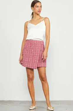 SKIES ARE BLUE Skirts*Tweed Wrap Mini Skirt Pinkmulti
