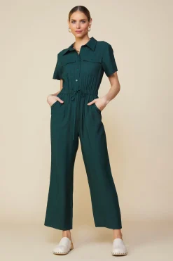 SKIES ARE BLUE Jumpsuits*Utility Short Sleeve Jumpsuit Gemstonegreen