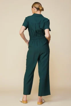 SKIES ARE BLUE Jumpsuits*Utility Short Sleeve Jumpsuit Gemstonegreen