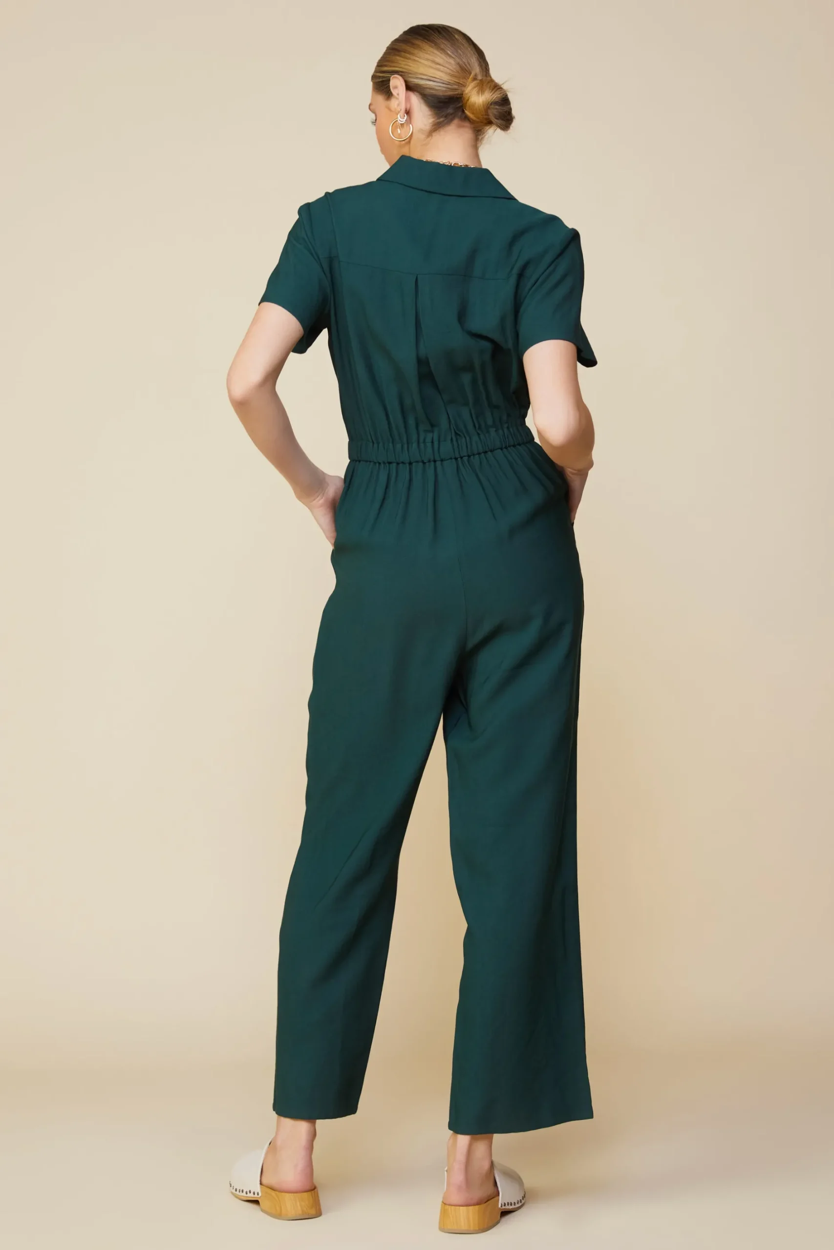 SKIES ARE BLUE Jumpsuits*Utility Short Sleeve Jumpsuit Gemstonegreen