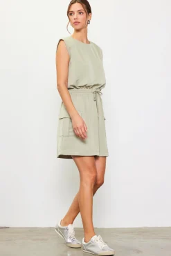 SKIES ARE BLUE Mini Dresses*Utility Sleeveless Mini Dress Sage