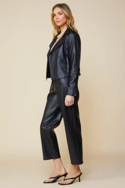 SKIES ARE BLUE Outerwear*Vegan Leather Biker Jacket Black