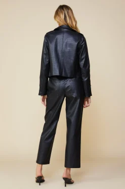 SKIES ARE BLUE Outerwear*Vegan Leather Biker Jacket Black