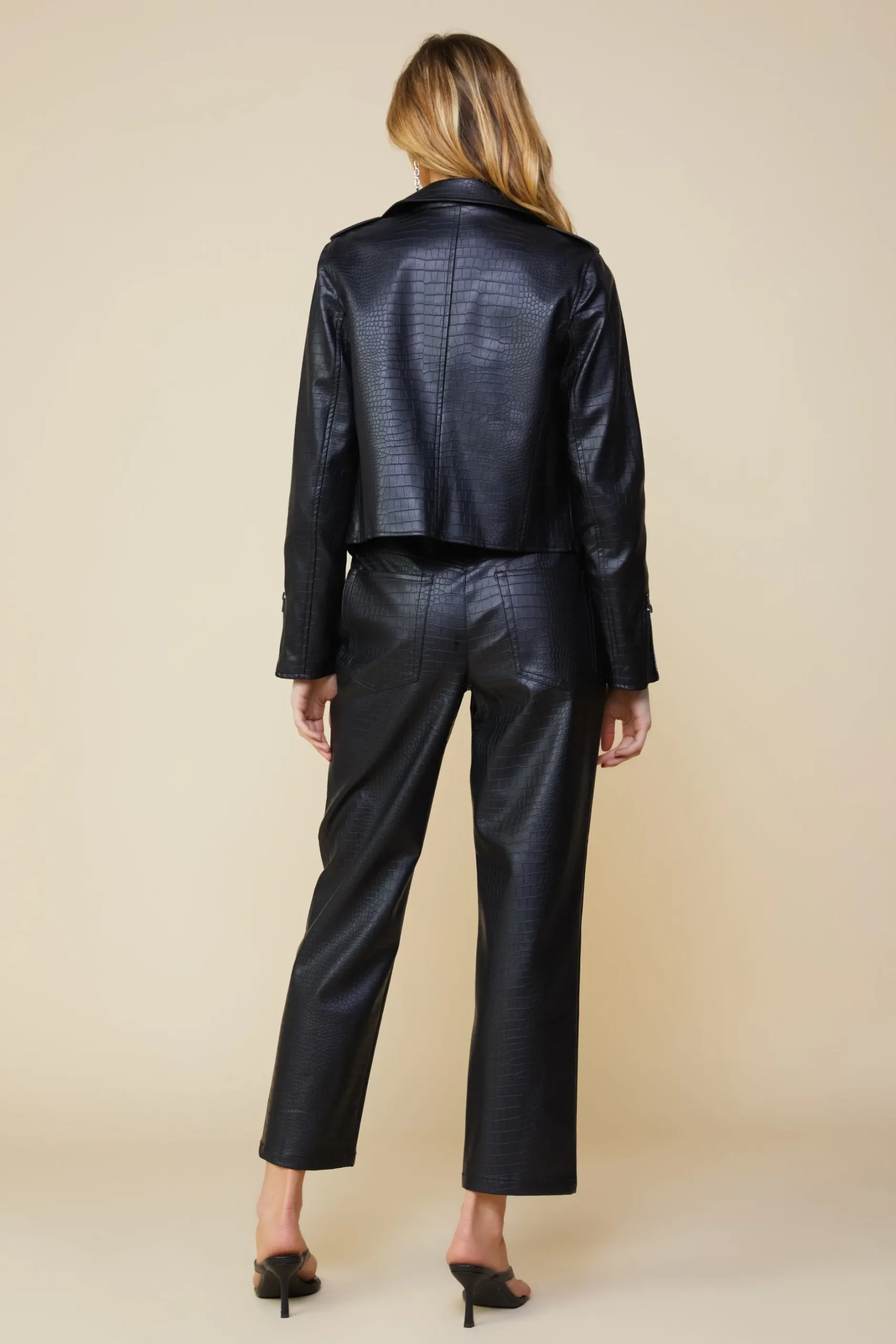 SKIES ARE BLUE Outerwear*Vegan Leather Biker Jacket Black