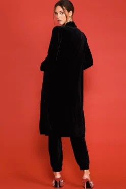 SKIES ARE BLUE Outerwear*Velvet Duster Coat Black