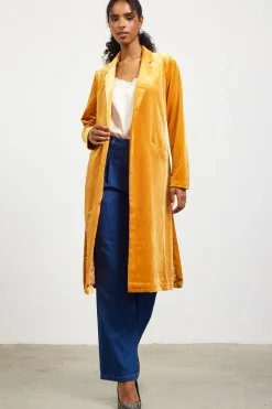 SKIES ARE BLUE Outerwear*Velvet Duster Coat Goldenmustard