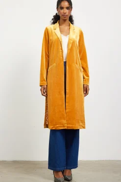 SKIES ARE BLUE Outerwear*Velvet Duster Coat Goldenmustard