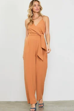 SKIES ARE BLUE Jumpsuits*Waist Tie Detail Sleeveless Jumpsuit Tuscantan