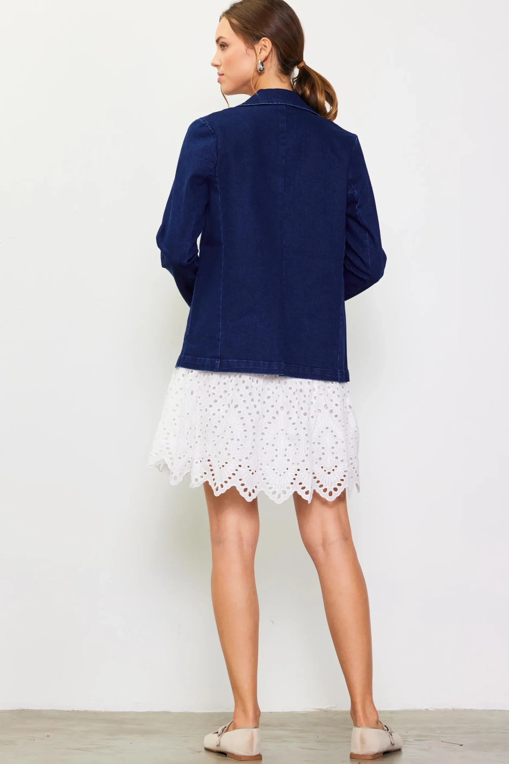SKIES ARE BLUE Blazers*Washed Denim Blazer Indigo