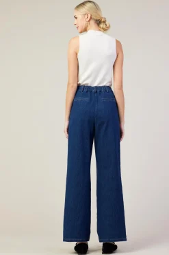 SKIES ARE BLUE Pants*Washed Denim Pants Bluedenim