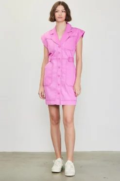SKIES ARE BLUE Mini Dresses*Washed Twill Utility Mini Dress Roseviolet